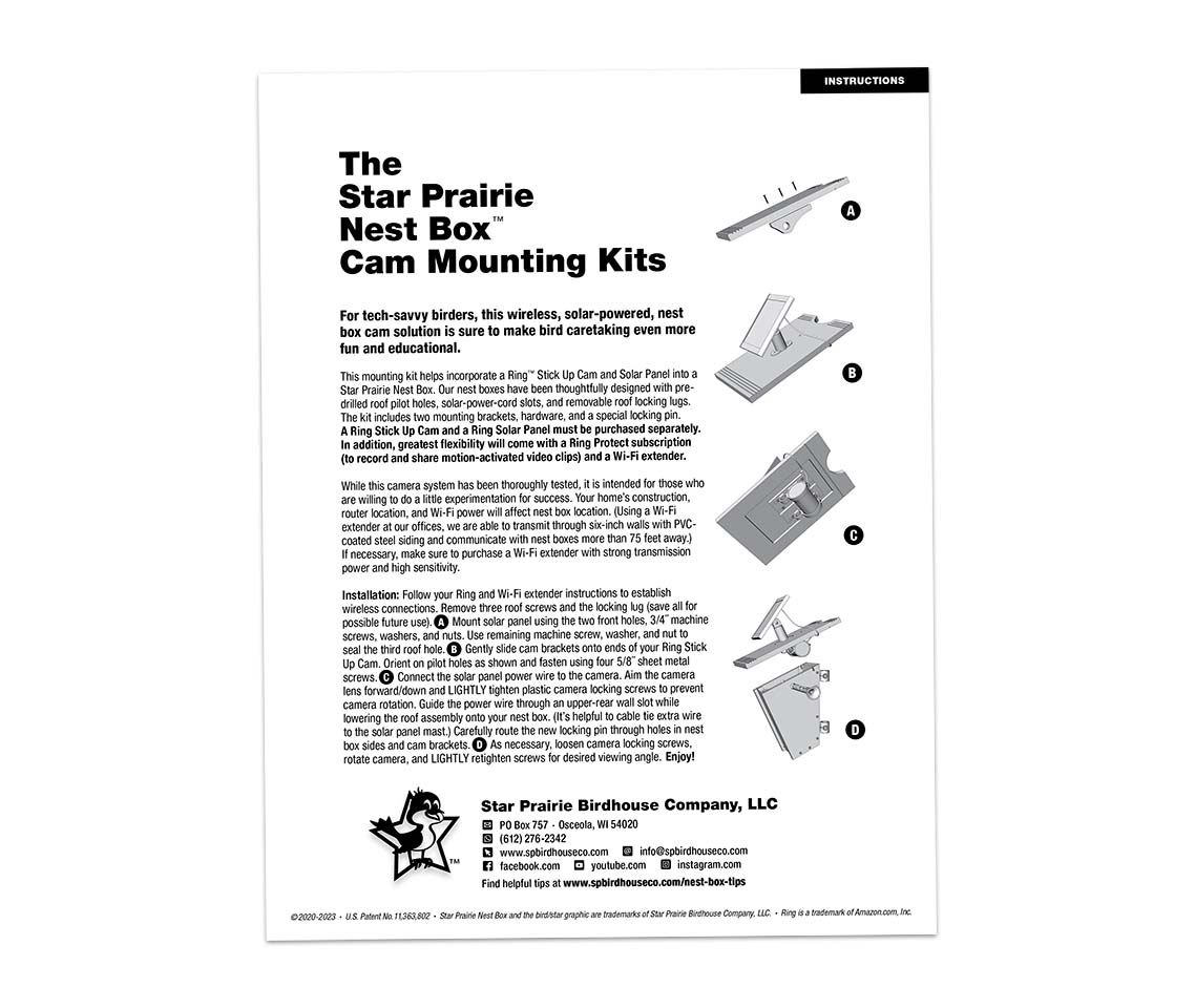 Star Prairie Nest Box Cam Mounting Kit Instructions Image